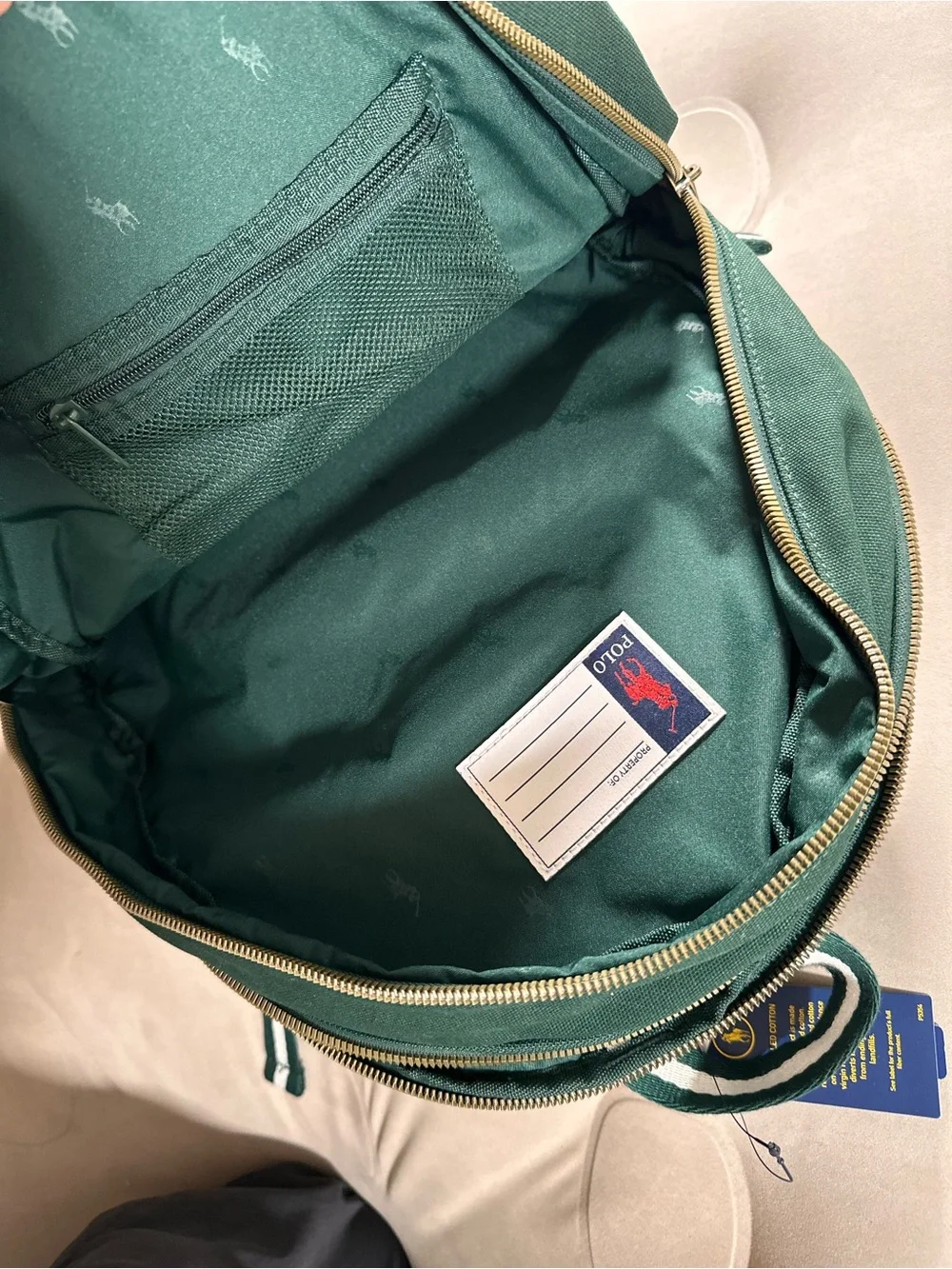 Polo Ralph Lauren Green Heritage Canvas Backpack Polo Bear Retro NWT RARE